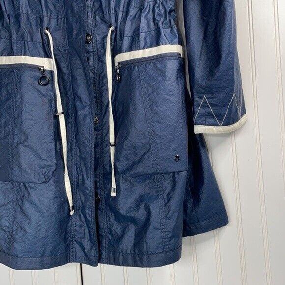 Vintage Damart Women's Blue Long Sleeve Full Zip Hooded Parka Jacket Size 12 - Picture 4 of 9